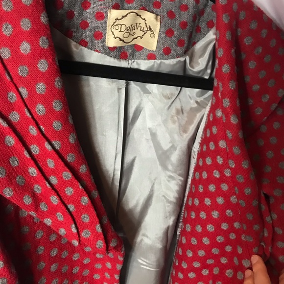 Dejavu red and grey polka dot coat - Picture 6 of 8